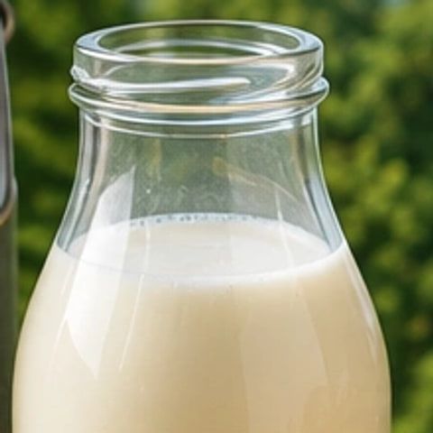 A glass bottle of fresh cow milk